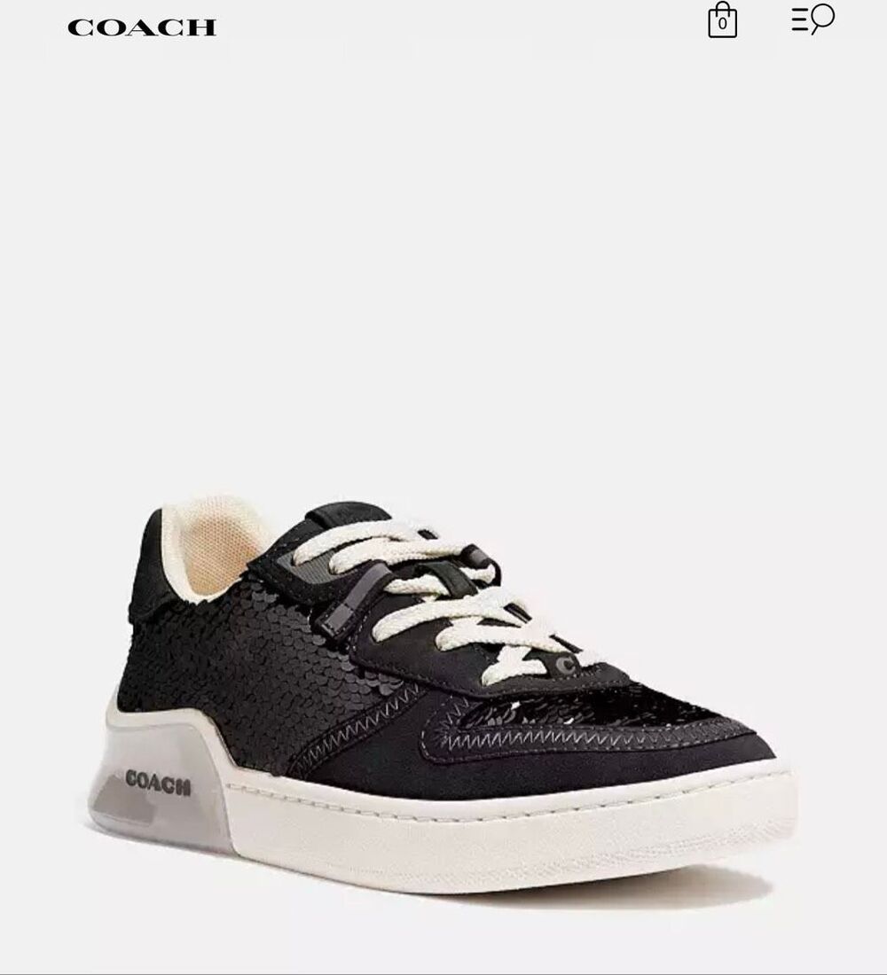 Coach low Top black chunky Sequin Sneakers women’s sz 10 (men 8-8.5)